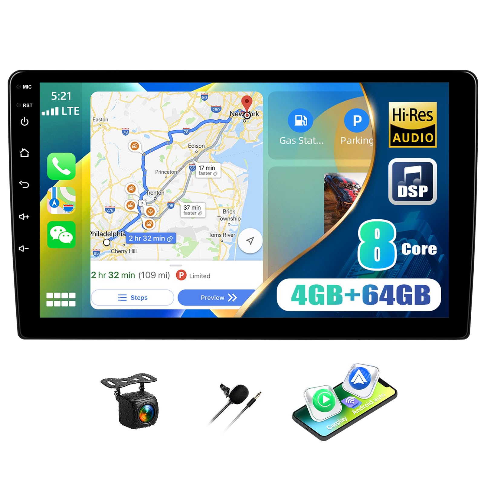 【j】EMT02 Android式カーナビ10インチ大画面 4+64GB Amazon.co.jp: ディスプレイオーディオ 10インチ 2din Andriod